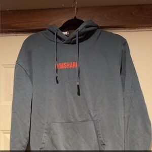 Gymshark Men's Gray Hoodie with Red Logo